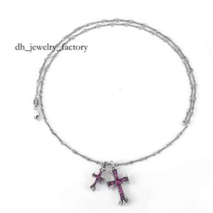 Fashion Chrome Designer Mini black Cross Pendant Charm with Rope Chain chrono Necklace Hip Hop Women Men Full Paved Cubic Zirconia Daily chrime Gift Jewelry 23d