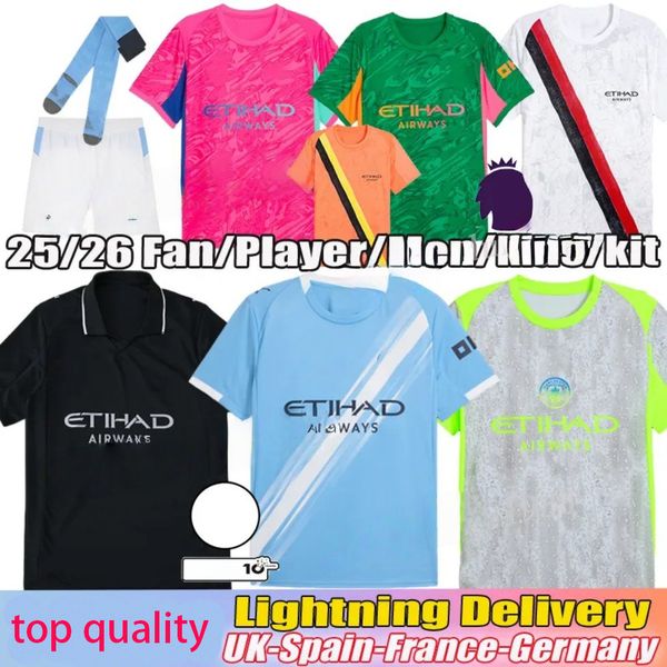 Soccer Jerseys man city kit shirt Erling Haaland jersey Rodrigo Kevin Rayan Cherki shirt Phil Foden Rayan Ait-Nouri Reijnders football Jerseys Kit man city 25 26 kids