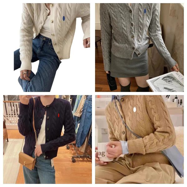 Women's Designer Sweaters Pony Autumn and Winter Embroidered Cardigan Sweater Cotton Fashion Knitted Jumper Top Fried Dough Twists Sweater BFG2502075