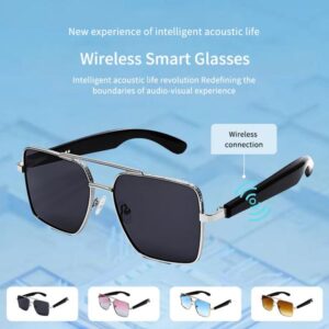 LIGE Women's anti-blue light glasses with a 7-day long standby time, UV protection, water resistance, wireless music and call support, and voice control