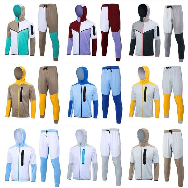 Mens Sporty Tracksuit Hoodie and Jogger Pants Designer Fleece Suit Two Piece Set Training Outfit for Soccer Gym Casual Daily Wear Street Style Asian size