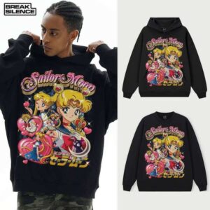 Unisex Sailor Moon Anime Hoodie Heavyweight Knit Sweatshirt Puff Technology Crossover Direct Print Autumn Winter Loose Fit