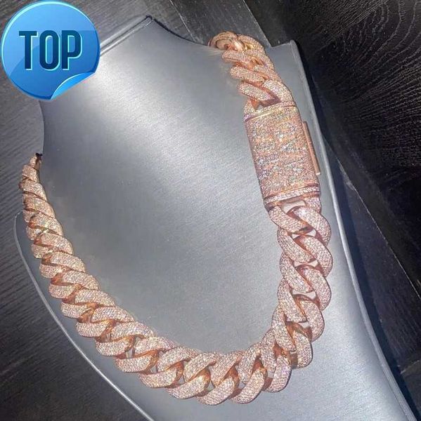 Iced Out 20 MM VVS Moissanite Diamond Thick Prong Cuban Link Chain 925 Sterling Silver Miami Cuban Necklace for Men Gifts