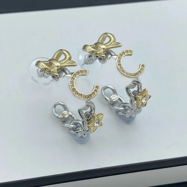 Luxury Earrings Designer Stud 18K Gold Plated Letter Crystal Wedding Jewelry Women Party Gift with Box