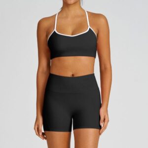 Beautiful back cross belt yoga set, comfortable and skin friendly, waist cinching and slimming sportswear