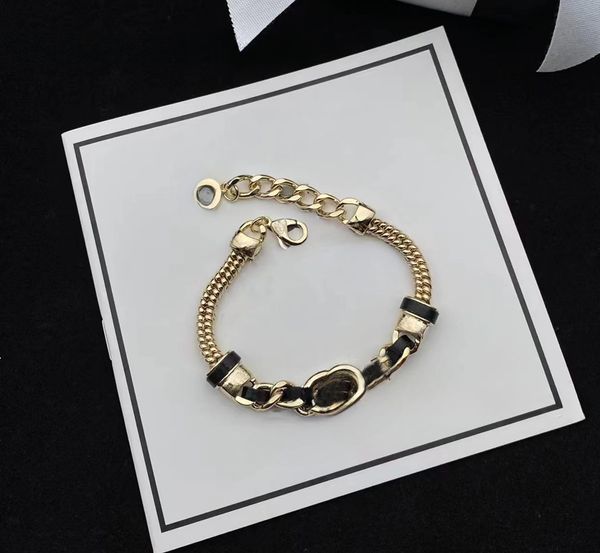 Designer Fashion Designer Gold Stainless Steel Bracelet Women Lock Pendant Bracelet Bangle Brand Letter Leather Bracelet Vintage Design Jewelry