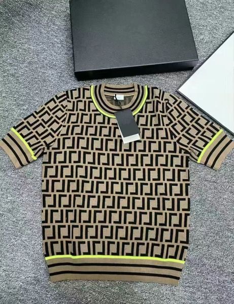 Designer High Quality Hot Knit Crew Neck Short Sleeve Stylish Full Letter Print Vintage Top Tees 57