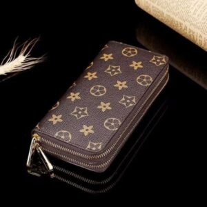 high quality Double zipper Mens Leather Wallet Holders For Brown flower women Purse Monograms Purses Cross Body Wallets Zippe