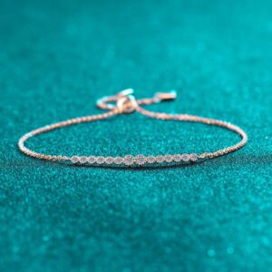 Champagne Toned 925 Sterling Silver Jewellery Piece: A Versatile Moissanite Bangle Ideal for Everyday Wear
