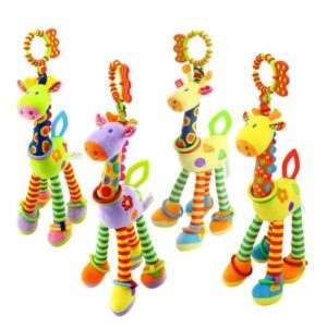 Reassure Mobiles Giraffe Animal Handbells Rattles Handle Stroller Hanging Teether Baby Plush Infant Toys 0-12 Months