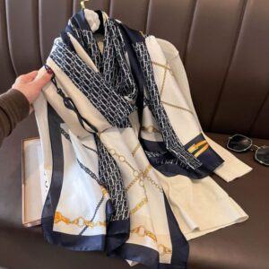 Stylish High-Quality Designer Silk Scarf with Generous 180x90cm Measurements