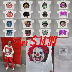 Men's TShirts Streetwear Drop Sleeves Shirt Men Women Haruku Hip Hop Clown Cartoon Touch Graphic Print Oversized Cotton Punk Gothic Tops