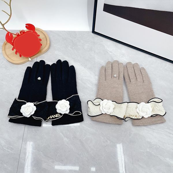 Designer Autumn And Winter Cat Ear Gloves For Warmth Luxury Men And Women Thick Cashmere Gloves For Winter Five Finger Cold Protection