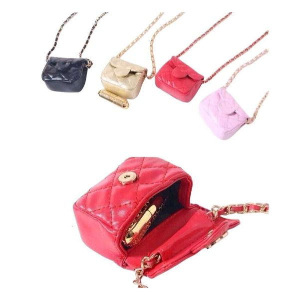 Classic kids metail chain handbag children dia lattice single shoulder bag designer girls mini purse wallet A4005