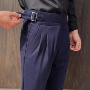 High Quality Thick Striped Suit Pants Men Gentlemen High Waisted Casual Dress Pants Office Social Wedding Party Trousers