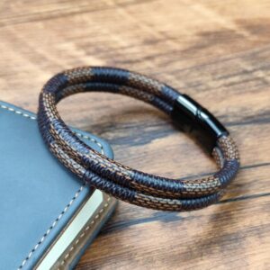 Popular Double Layered Pattern Leather Bracelet Jewelry for Gift