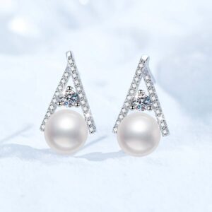 Cross-Border Moissanite Stud Earrings, S925 Sterling Silver Earrings, French Style Freshwater Pearl Studs, High-End Fashion Earrings, Wholesale