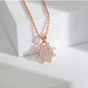 Octagonal Star Meteor Necklace | Simple Diamond-Encrusted Comet Sunflower Pendant | Fashion Jewelry for Women