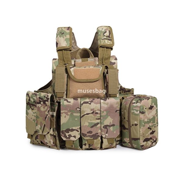 New shooting sports outdoor ghost tactical vest eight piece set camouflage vest as training uniform CS field equipment