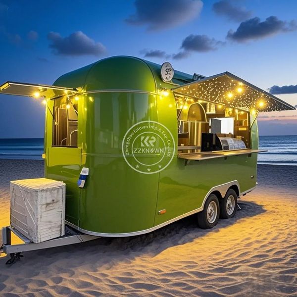 Custom Mobile Fast Food Truck Commercial Catering Mobile Bar BBQ Food Trailer With Full Kitchen Equipments
