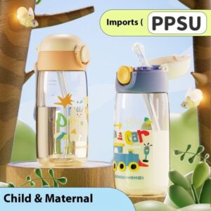 Safety First: Non-Toxic PPSU Baby Feeding Bottle with Built-in Straw – Perfect for On-the-Go Parents and Students