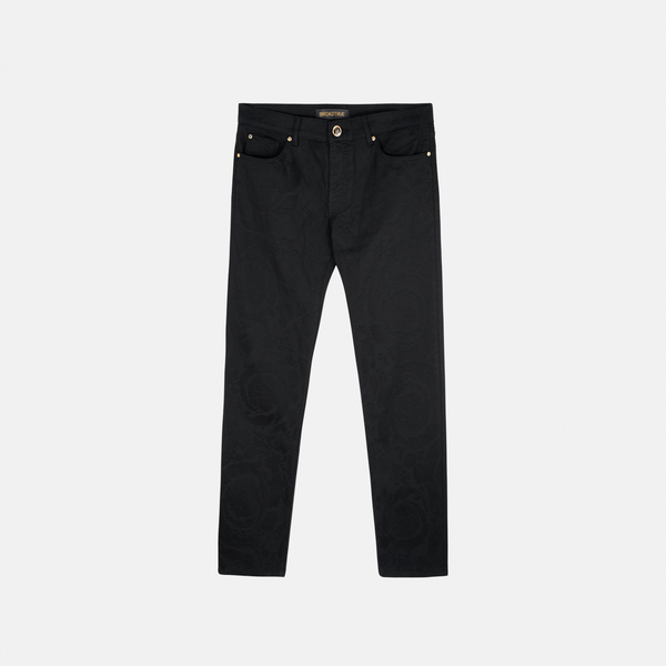 Italian Baroque Dark Pattern Jacquard Jeans