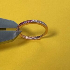 925 Sterling Silver Set Papalacha Sapphire Eternity Ring Pink Tourmaline Gemstone Infinite Finger Band Wedding Rings For Women