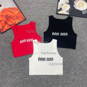 Vest Top Women Designer Crop Top Luxury Clothes Teeshirt Tank Red Black Short Tops Tee Croptops Sexy Fashion T Shirt Knitted Tees