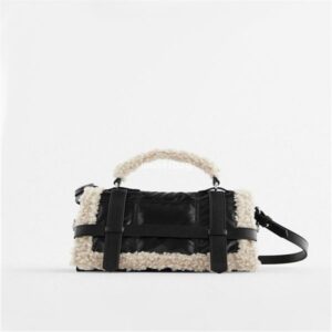 New high-end plush wool bag lamb plush grab shoulder bag velvet stitching niche design versatile cross body small square bag