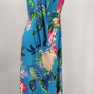 028-A fashionable top dress with floral patterns
