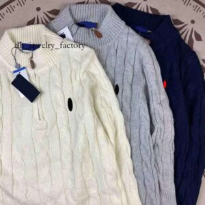 designer sweater men Turtle Neck Pullover half zipper polos sweater Pony embroidery pullover Twist knitted sweater Men's and women's casual and versatile zipper