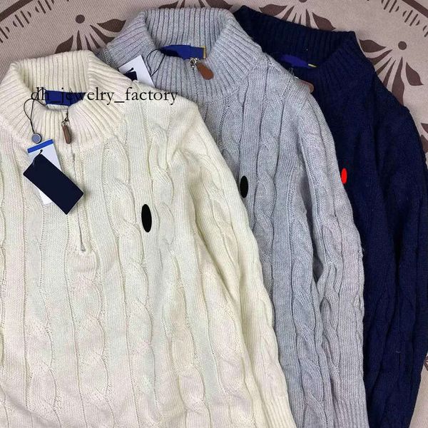 designer sweater men Turtle Neck Pullover half zipper polos sweater Pony embroidery pullover Twist knitted sweater Men's and women's casual and versatile zipper
