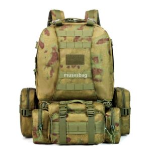 New color button outdoor combination backpack army camouflage tactical camping backpack large capacity Oxford cloth mountaineering
