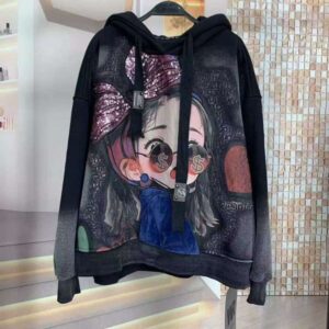 Large Plus 150kg Size Trendy Heavy Sequin Girl's Loose Fit Fleece Lined Hooded Long Sleeve Sweatshirt sportwomenlongsleeve