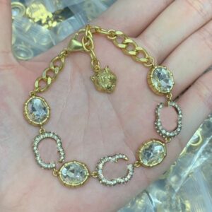 Luxury Designer Bracelet Elegant 18K Gold Plated Fashion Womens Letter Bangle chain Bracelet Wedding Design Gift Jewelry