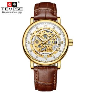 TEVISE Diamond Inlaid Trendy Simple Automatic Mechanical Watch Fashion Hollow out Wrist Watch T033 T8462B