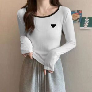 Woman T Shirts Blouse Shirt Summer Designer With Budge Long Sleeves Colorful Round Neck Yoga Tops Tees Asian Size S-3XL