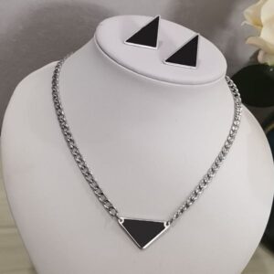 Stainless Steel Necklace Earrings Set Brand Designer High Quality Geometric Necklace Jewelry Party Gift