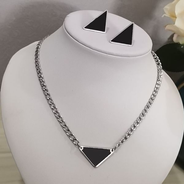 Stainless Steel Necklace Earrings Set Brand Designer High Quality Geometric Necklace Jewelry Party Gift