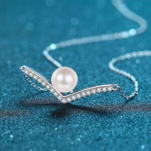 Sophisticated Choker Style Jewelry for Her: Platinum Toned Fine Chain Accented by Sparkling Cubic Zirconia Stones & Real Aquatic Gems