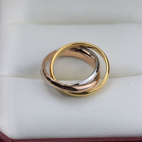 trinity ring man for woman designer US Size 5-11 Couple Tricyclic Gold plated 18K TOP quality Free counter brand box 021