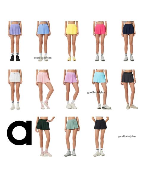 alocardio Rich Girl Brand Tennis Dress 5A Quality Sports Skirt Golf High-Waisted Breathable Quick-Dry Yoga Shorts with Skirt for Gym Fitness Black White Yellow Green