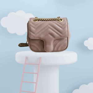 Compact square diamond grid leather pouch –G8601