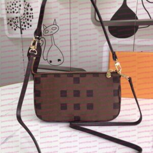 Designer Bag Ladies' Classic Brown Checkerboard Small Crossbody Bag High-Quality Leather Shoulder Bag Adjustable Shoulder Strap