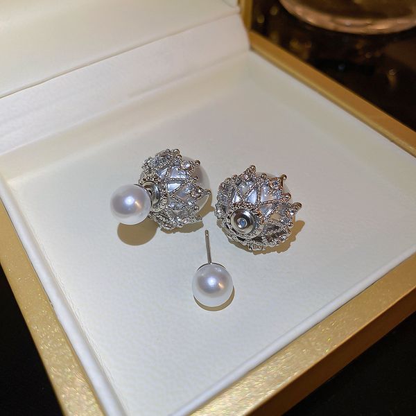 High Quality Luxury Earrings Desinger S925 Silver Stud Pearl Flower Crystal Rhinestone Wedding Earring Party Party Jewelry Accessories Gift