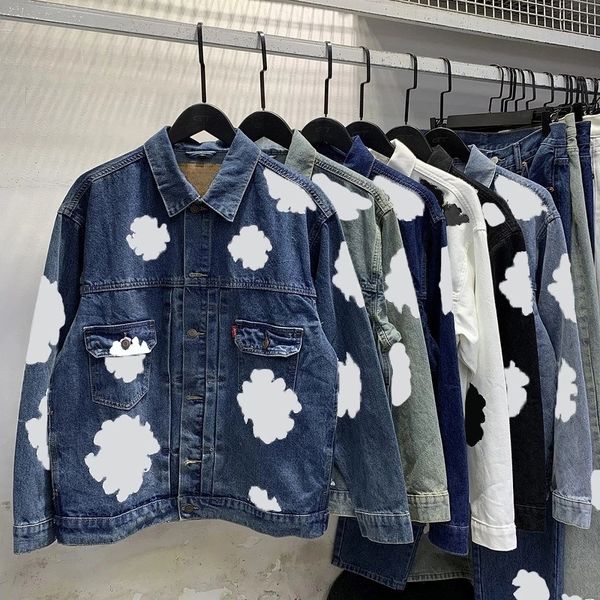Designer Man Tracksuits Cotton print denim jacket for both men and women high street washed denim suit