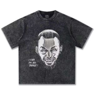 Summer Old Top Cross-Cultural Curry Hand-Painted Graffiti Short Sleeve American Street Heavy Wash Loose 300g T-Shirt