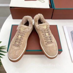 Highest designer Tennis walk fur winter suede sneaker women men loafer shoes wool lining genuine leather calskin quality full box packaging 9A