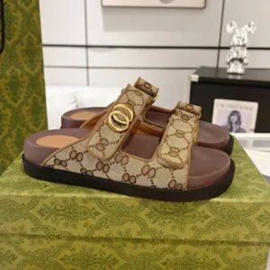 Classic designer sandals, slippers, summer slippers, flip top luxury flat shoes, thick soled embroidered printed sandals, jelly rubber leather women's formal shoes