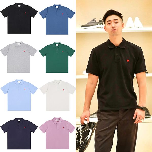 Men's T-Shirts Designer Small heart embroidered round neck short sleeved T-shirt polo shirt men's and women's loose casual top